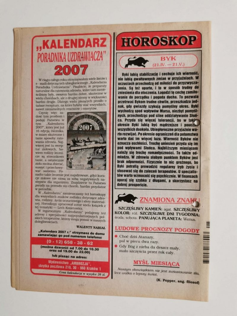 PORADNIK UZDRAWIACZA NR 5/174 MAJ 2007 r.