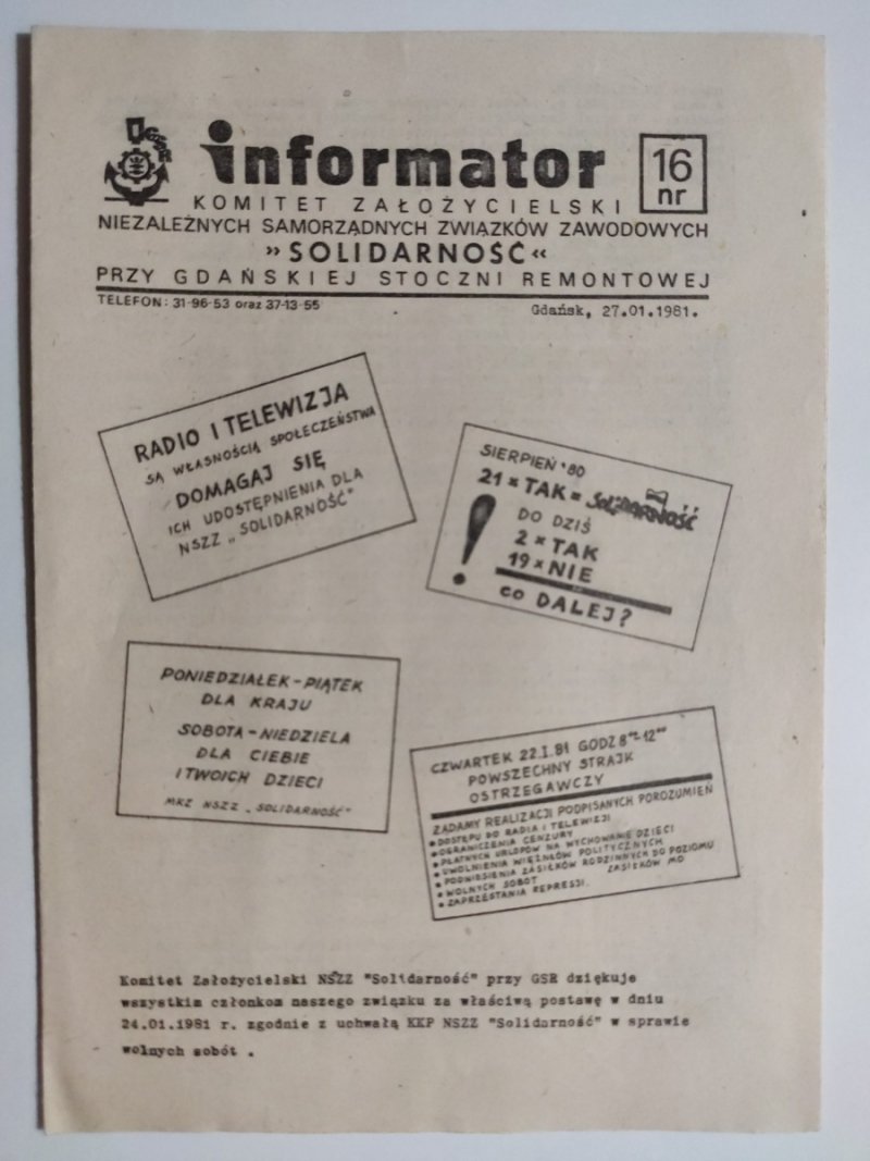 INFORMATOR NR 16 – 27.01.1981