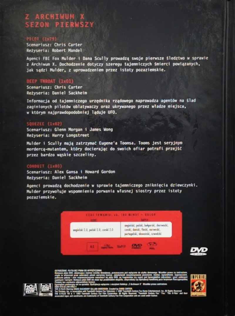 DVD. Z ARCHIWUM X – CZĘŚĆ 1