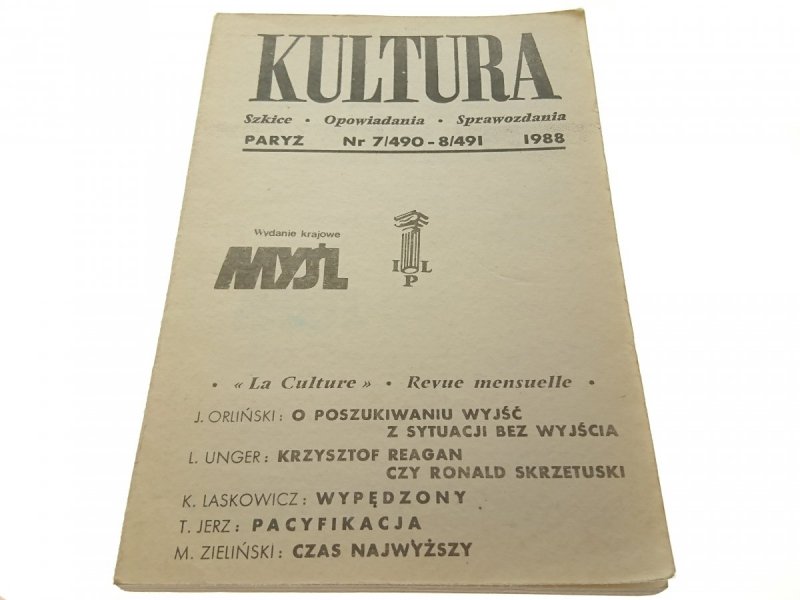 KULTURA. SZKICE SPRAWOZDANIA NR 7/490 - 8/491 1988