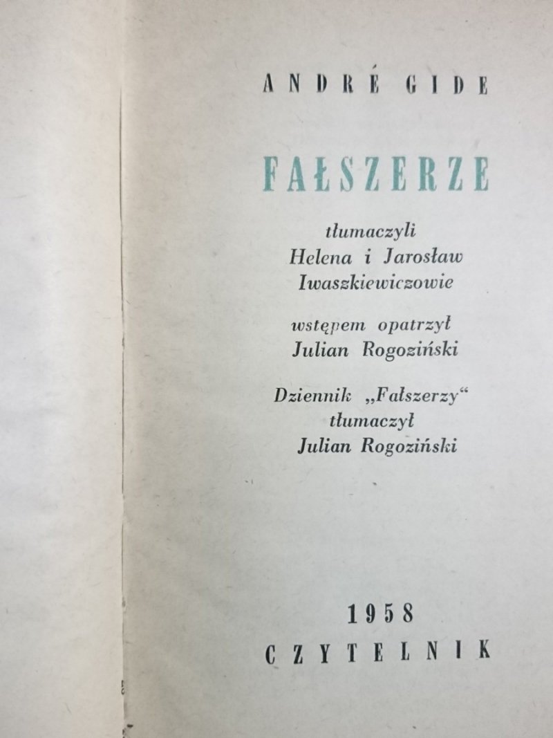 FAŁSZERZE - Andre Gide 1958