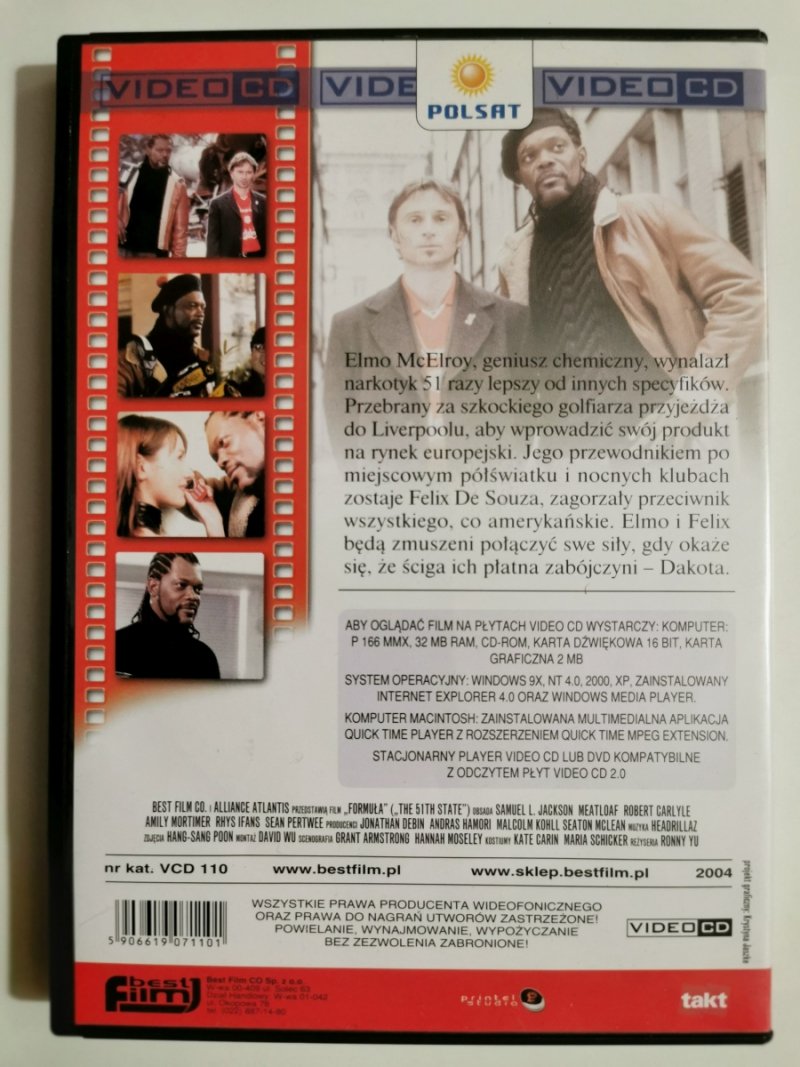 VCD. FORMUŁA. SAMUEL L. JACKSON
