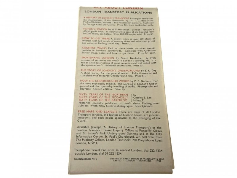 LONDON. CENTRAL BUSES. MAP AND LIST OF ROUTES 1967