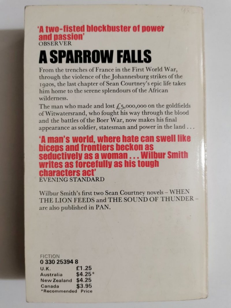 A SPARROW FALLS - Wilbur Smith 1978