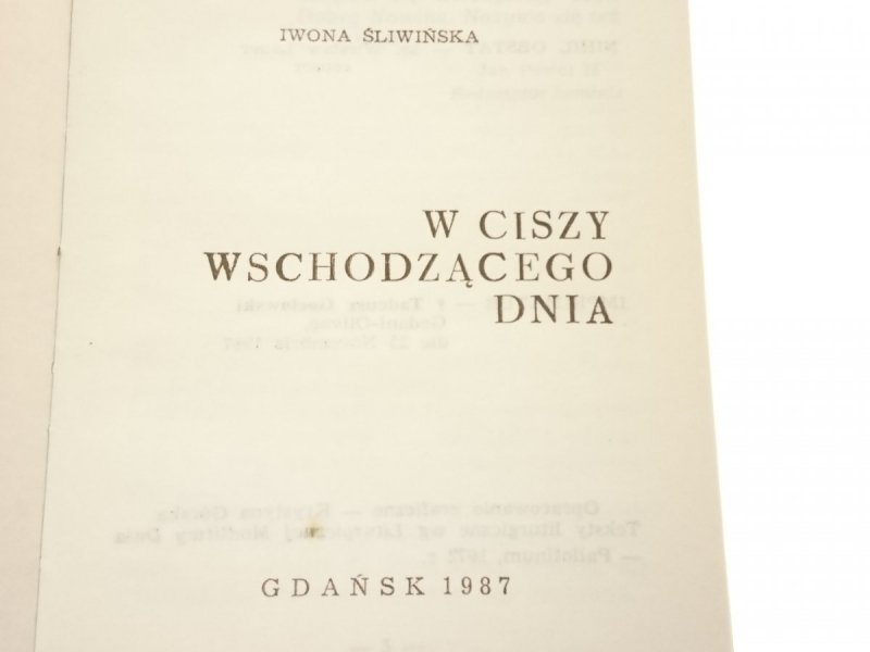W CISZY WSCHODZĄCEGO DNIA - Iwona Śliwińska 1987