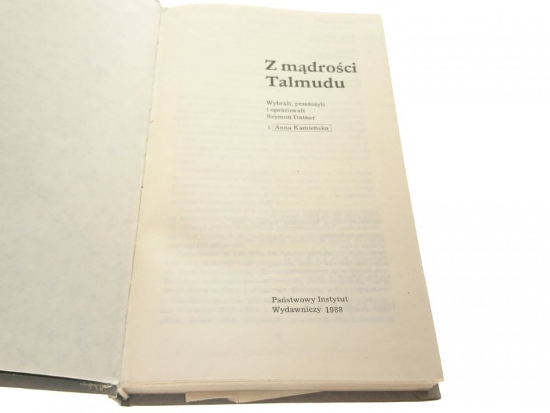 Z MĄDROŚCI TALMUDU - Szymon Datner 1988