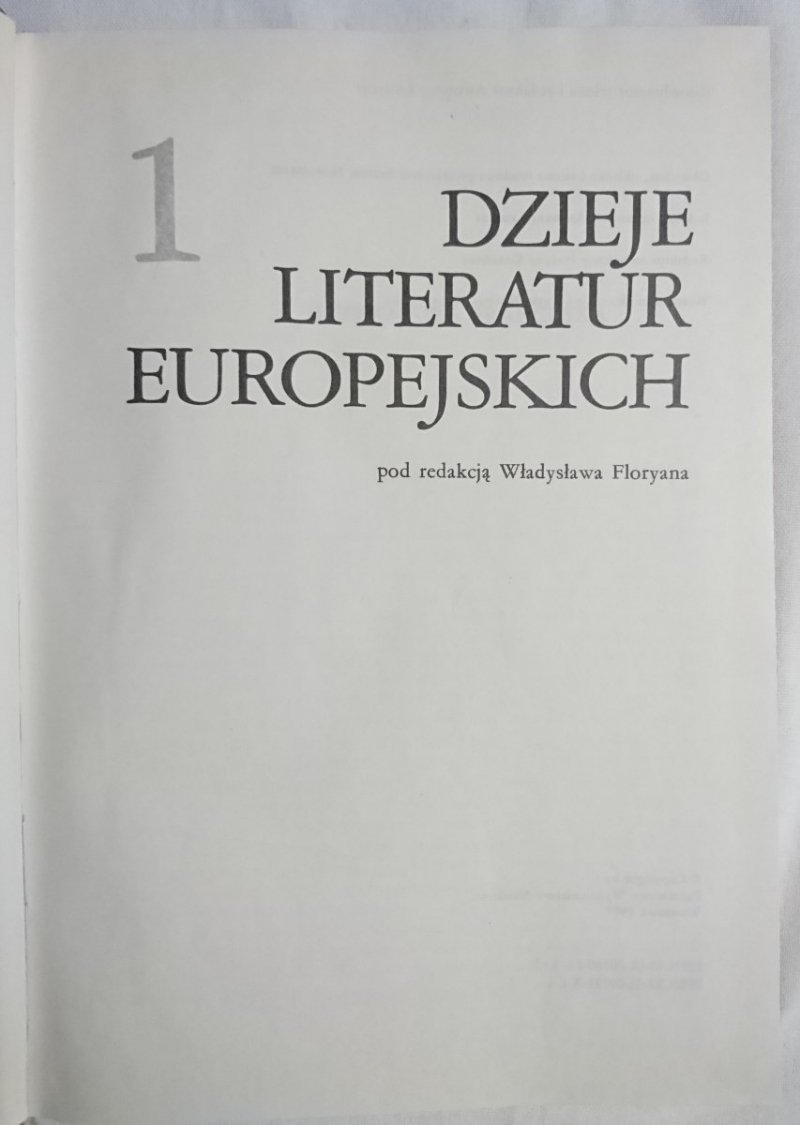 DZIEJE LITERATUR EUROPEJSKICH - Władysław Floryan