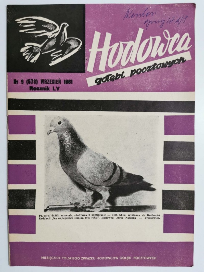 HODOWCA GOŁĘBI POCZTOWYCH NR 9  1981