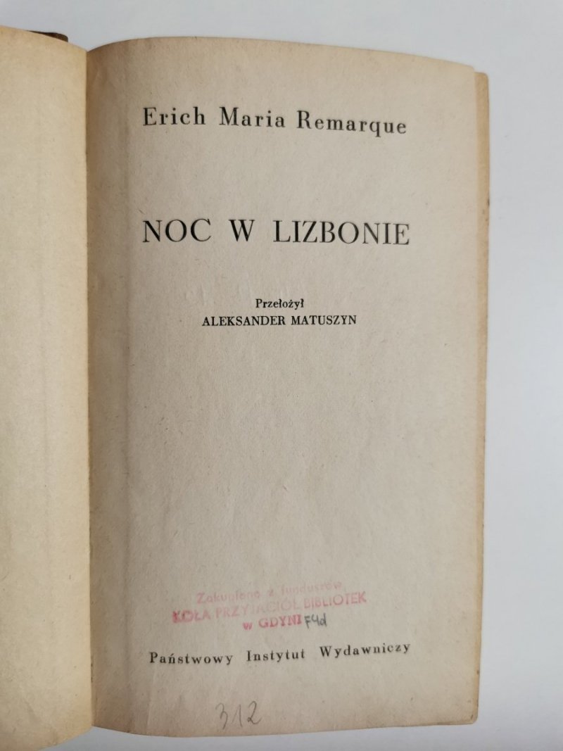 NOC W LIZBONIE - Erich Maria Remarque 