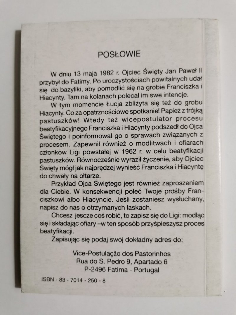 FRANCISZEK. FRANEK Z FATIMY - o. Ferdinando Leite SJ 1992