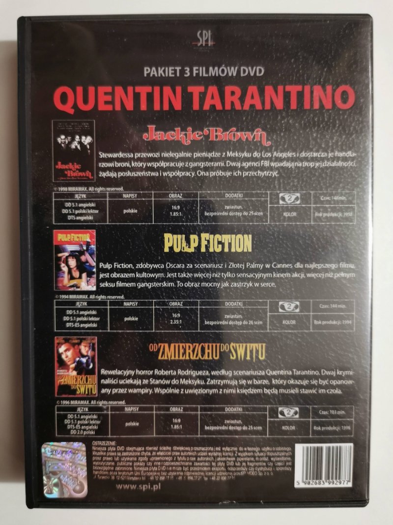 DVD. QUENTIN TARANTINO PAKIET TRZECH FILMÓW