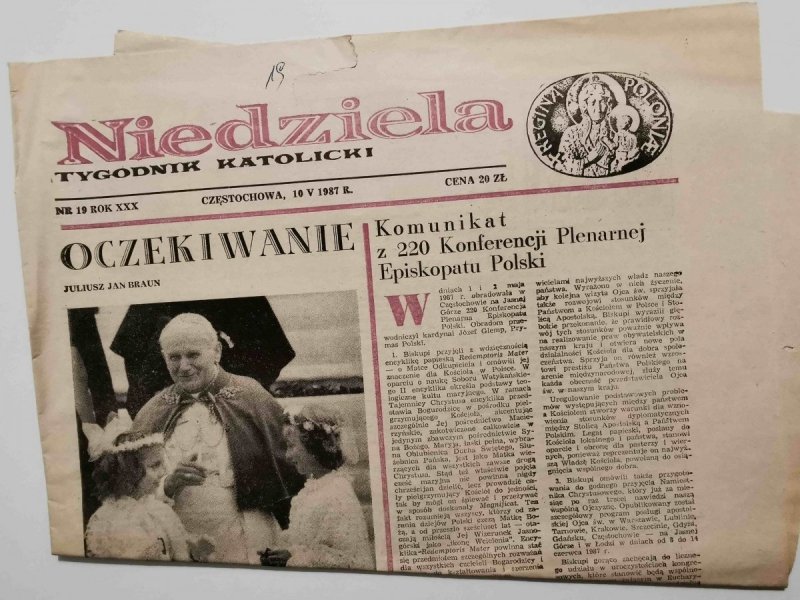 NIEDZIELA NR 19 ROK XXX CZĘSTOCHOWA, 10 V 1987 r.