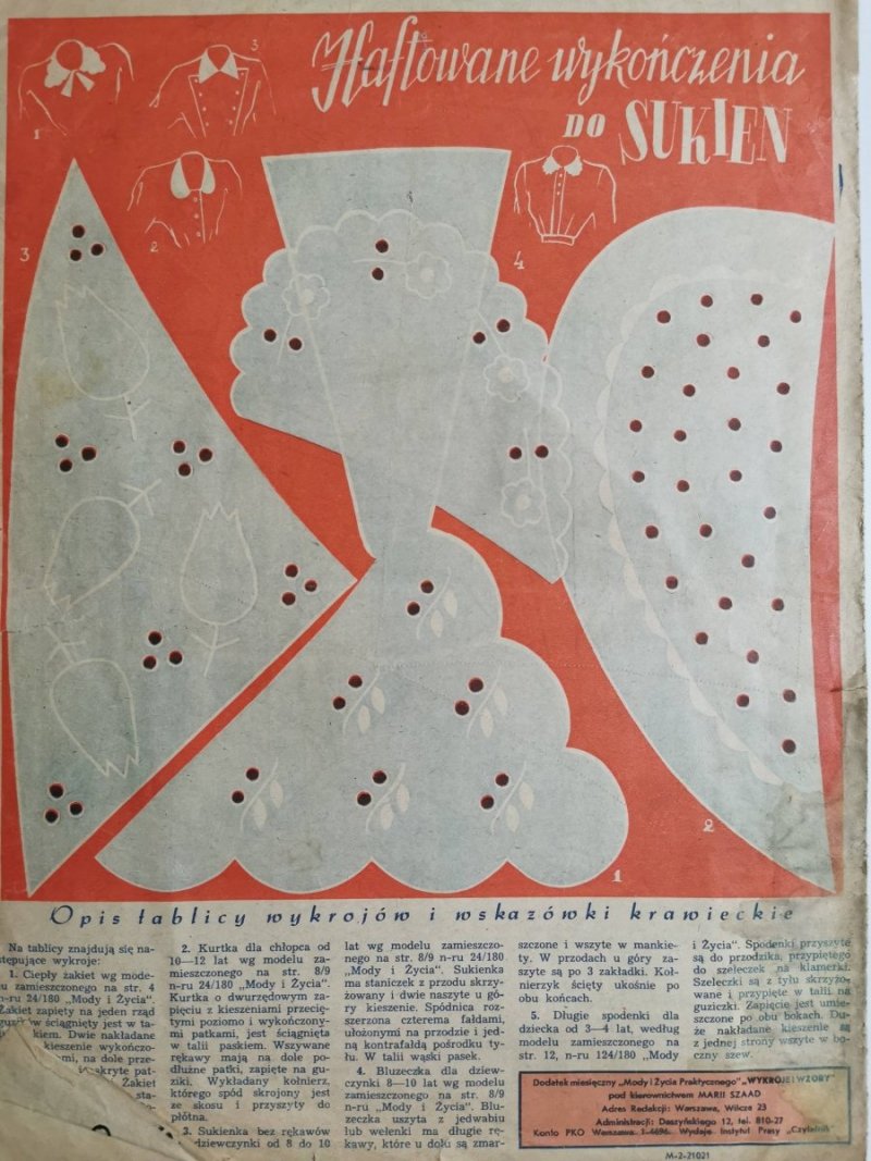 WYKROJE I WZORY NR 46 MODA I ŻYCIE NR 24/180