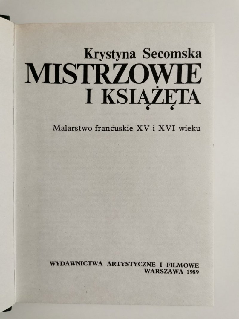 MISTRZOWIE I KSIĄŻĘTA - Krystyna Secomska 1989
