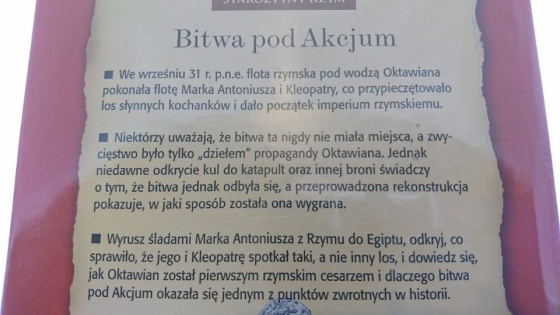STAROŻYTNY RZYM. ANTONIUSZ I KLEOPATRA. BITWA POD