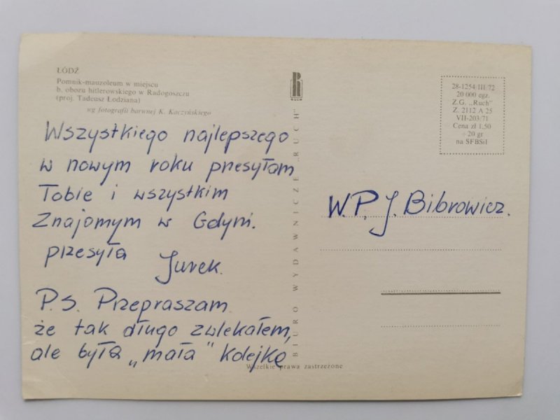 ŁÓDŹ. POMNIK MAUZOLEUM W MIEJSCU B. OBOZU HITLEROWSKIEGO W RADOGOSZCZU FOT. KACZYŃSKI