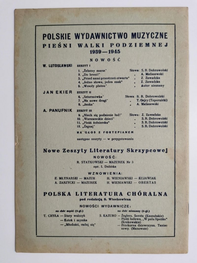 PORADNIK MUZYCZNY ROK I NR 8-9 PAŹDZIERNIK-LISTOPAD 1947 r.