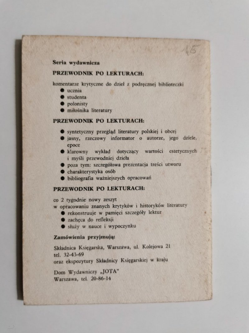 PRZEWODNIK PO LEKTURACH NR 43 POEZJE – RÓŻEWICZ 1991