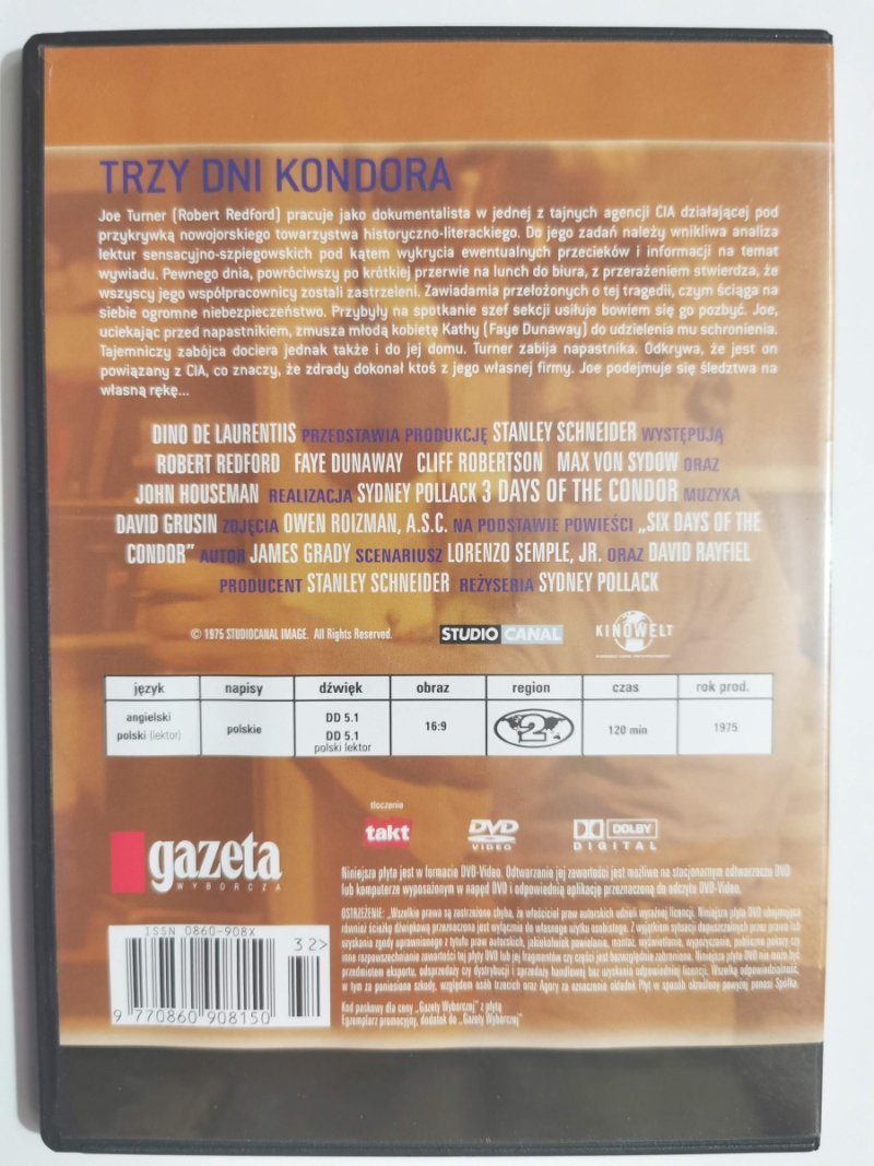 DVD. TRZY DNI KONDORA. REŻ. SYDNEY POLLACK