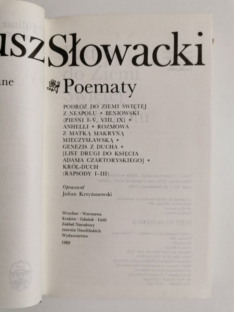 DZIEŁA WYBRANE TOM 2 POEMATY - Juliusz Słowacki 1989