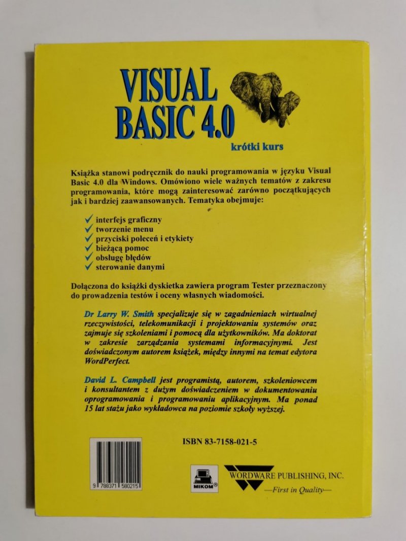 VISUAL BASIC 4.0 KRÓTKI KURS - Larry W. Smith 1996