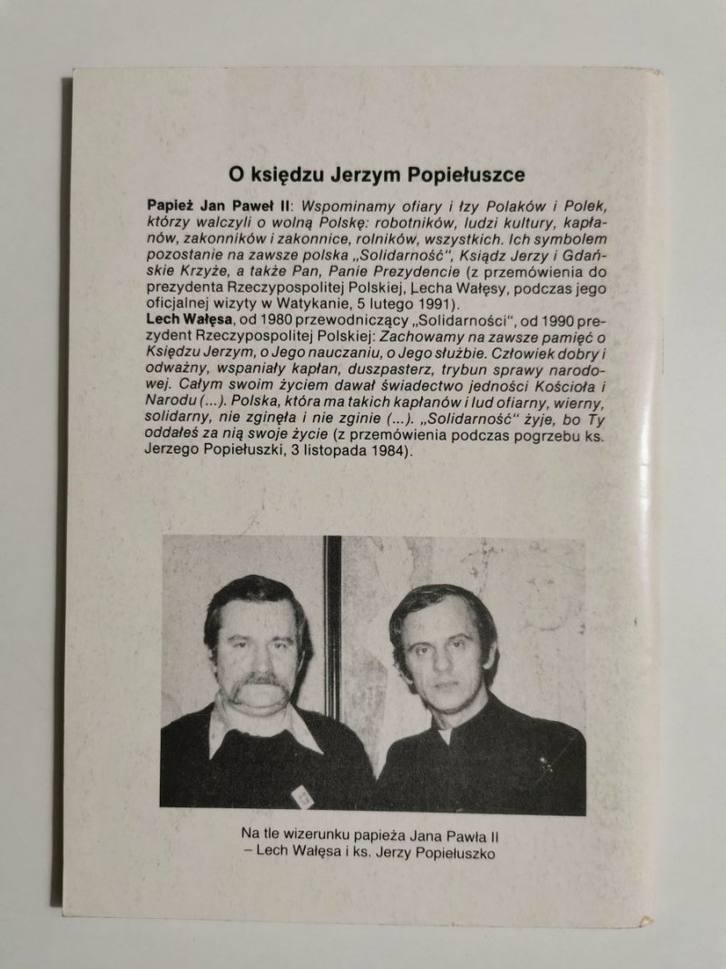 KSIĄDZ JERZY POPIEŁUSZKO. SYMBOL OFIAR KOMUNIZMU - Ks. Antoni Lewek 1998