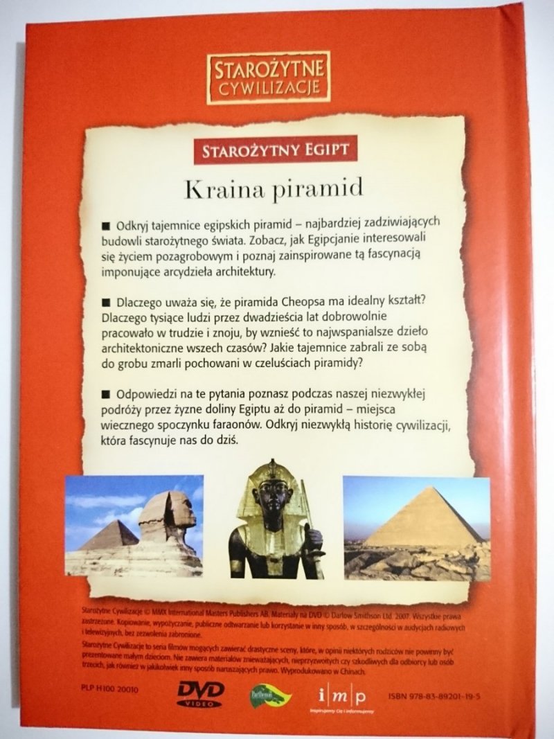 STAROŻYTNE CYWILIZACJE. STAROŻYTNY EGIPT. KRAINA PIRAMID. ZAGADKI STAROŻYTNEGO EGIPTU Z PŁYTĄ DVD