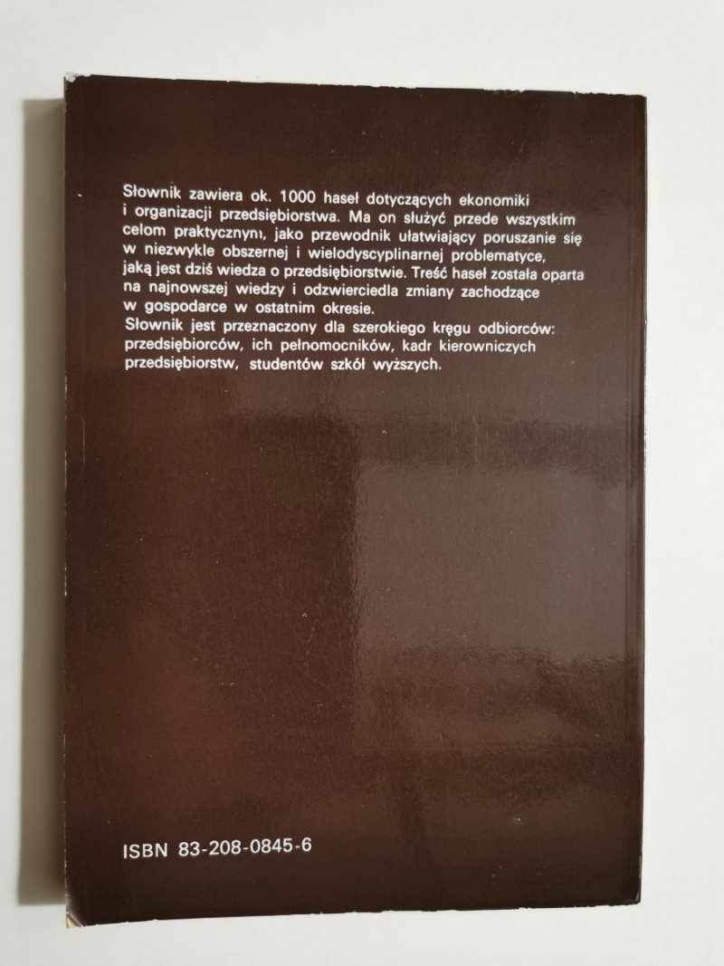 SŁOWNIK EKONOMIKI I ORGANIZACJI PRZEDSIĘBIORSTWA 