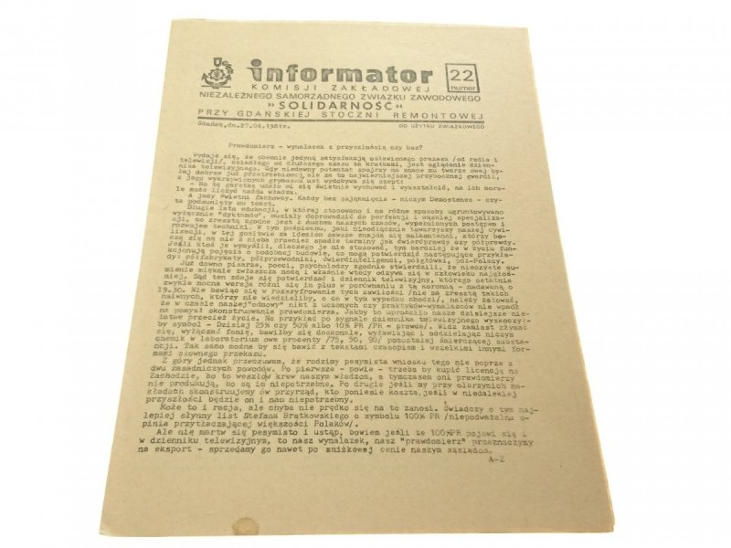 INFORMATOR. KOMIET ZAŁOŻYCIELSKI NIEZALEŻNYCH 22