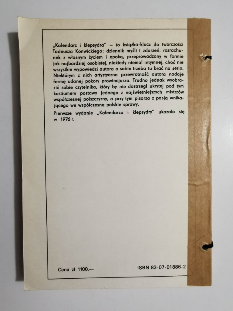 KALENDARZ I KLEPSYDRA - Tadeusz Konwicki 1989
