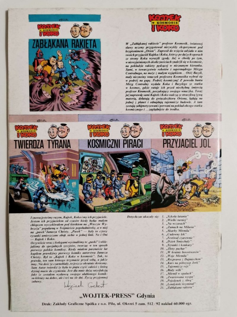 KAJTEK I KOKO W KOSMOSIE NR 2/92 TWIERDZA TYRANA 