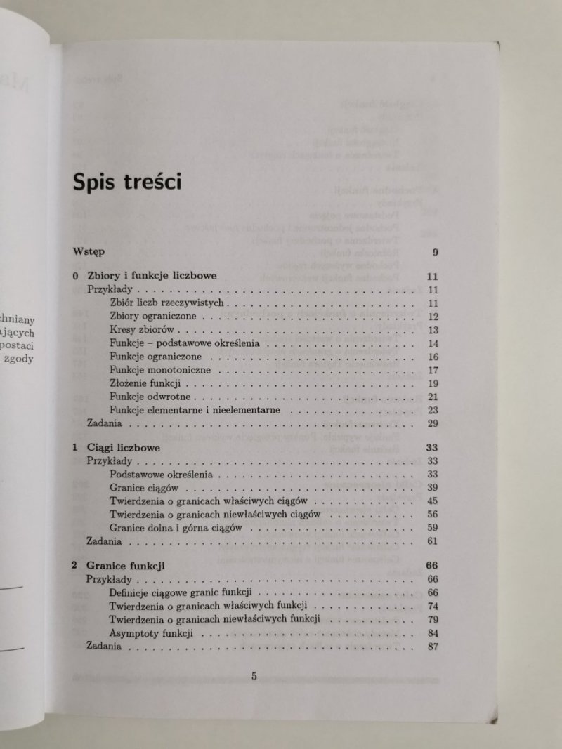 ANALIZA MATEMATYCZNA 1 PRZYKŁADY I ZADANIA - Marian Gewert 2006