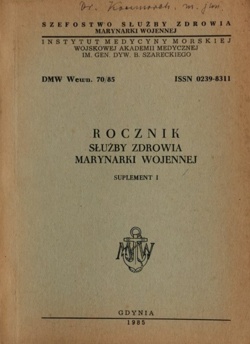ROCZNIK SŁUŻBY ZDROWIA MARYNARKI WOJENNEJ SUPLEMENT I 1985