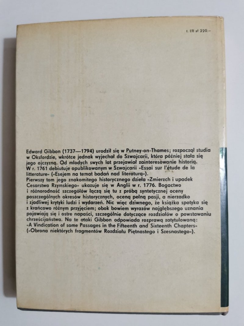 ZMIERZCH CESARSTWA RZYMSKIEGO - E. Gibbon 1975