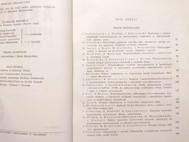 ANNALES ACADEMIAE MEDICAE. GEDANENSIS TOM VI 1976