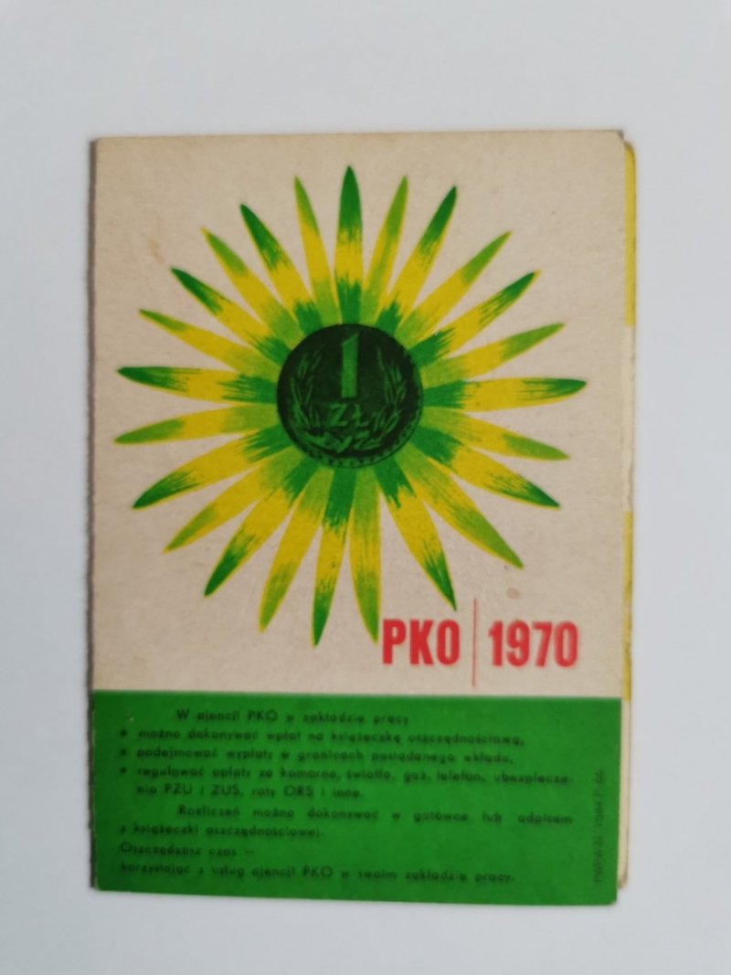 PKO 1970 OTWIERANY KALENDARZYK