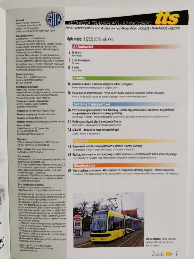 TTS – TECHNIKA TRANSPORTU SZYNOWEGO Nr. 3/2015