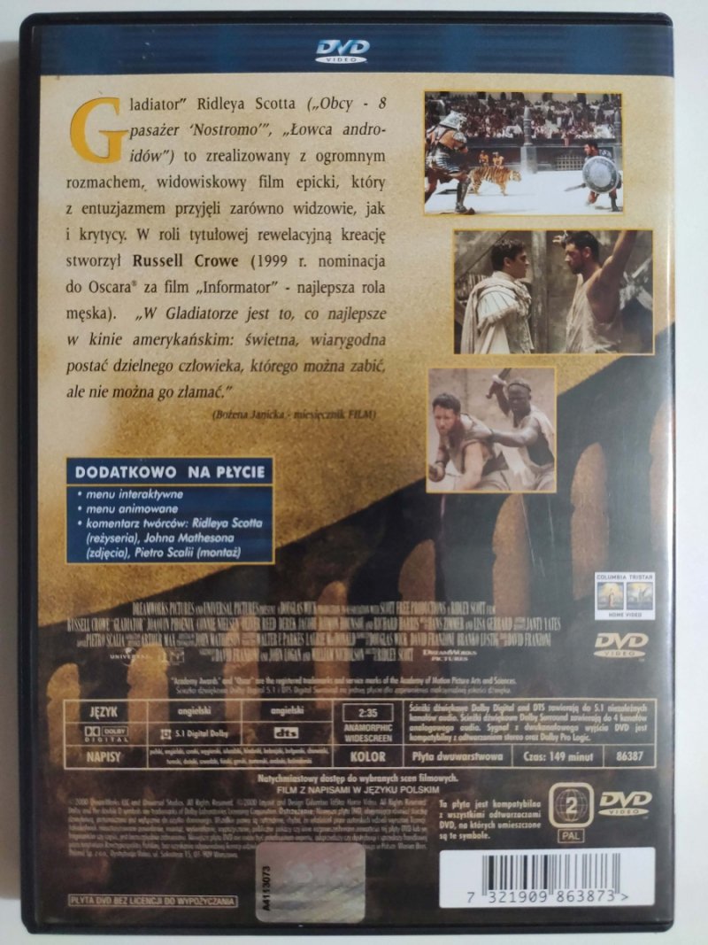 DVD. R. SCOTT – GLADIATOR