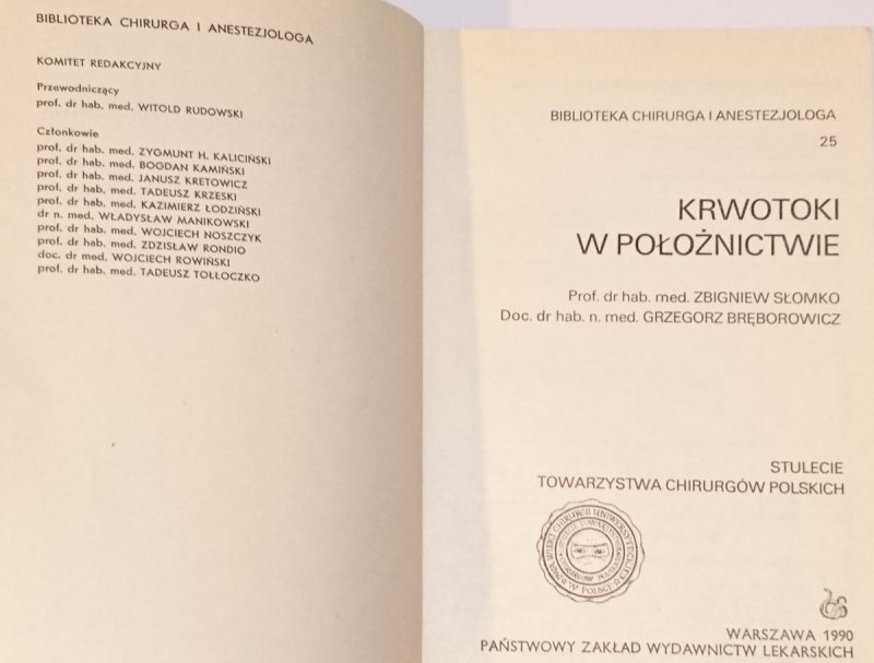 KRWOTOKI W POŁOŻNICTWIE - Zbigniew Słomko 1990