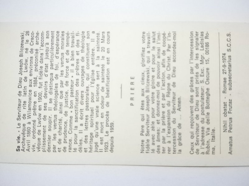 SERVITEUR DE DIEU. JOSEPH BILCZEWSKI