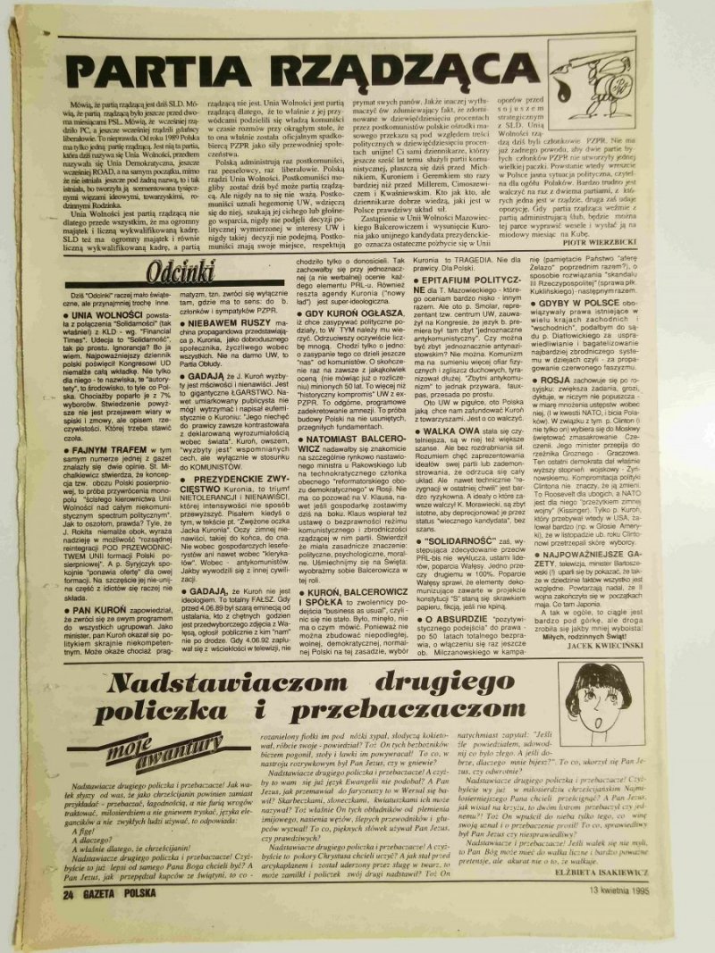 GAZETA POLSKA TYGODNIK NR 15 (91) 13 KWIETNIA 1995 r.