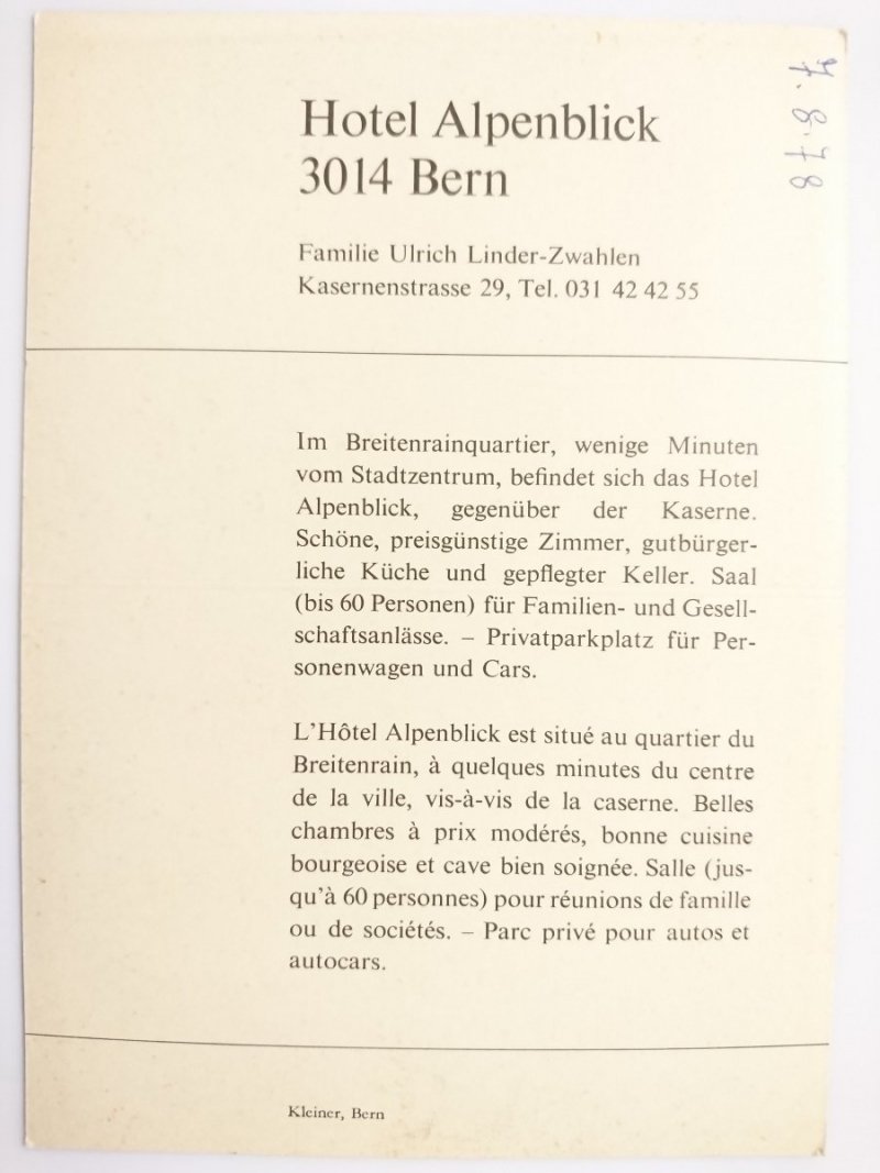 HOTEL ALPENBLICK 3014 BERN