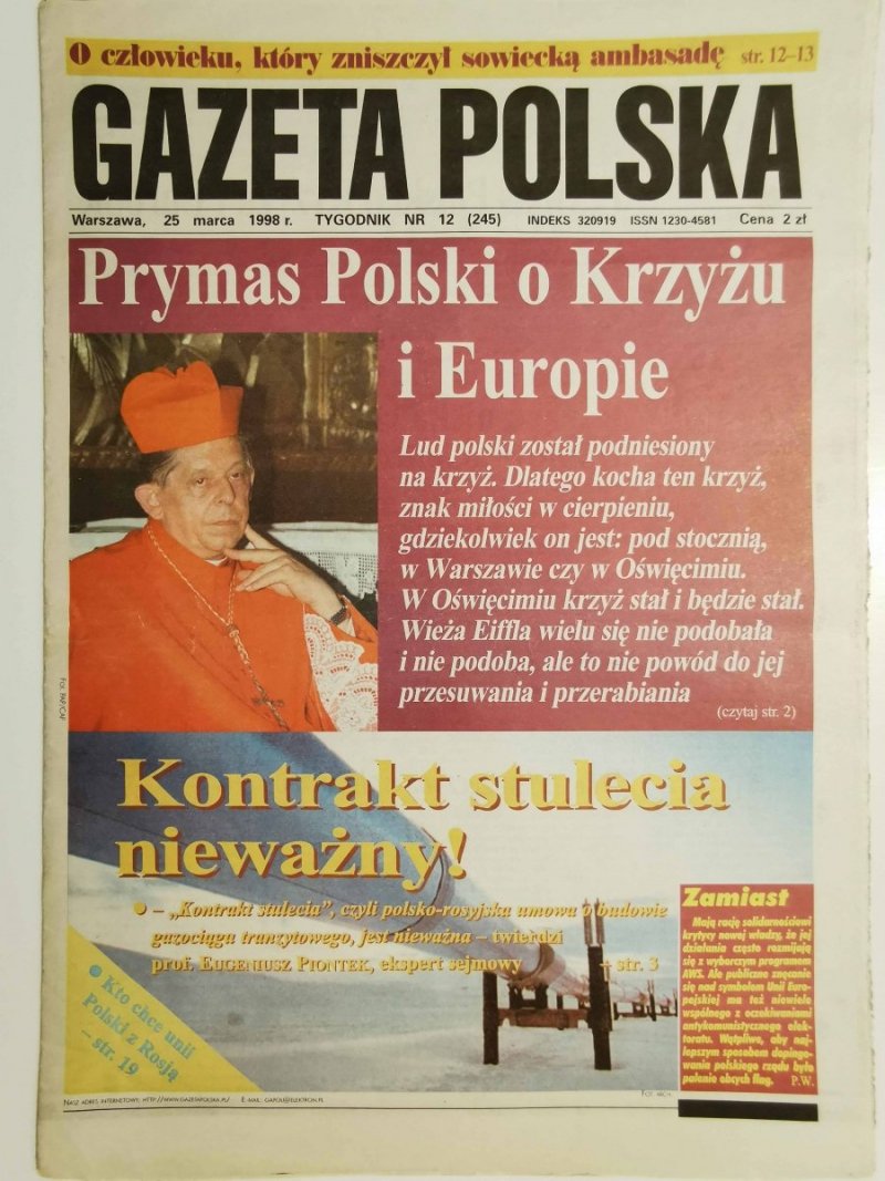 GAZETA POLSKA TYGODNIK NR 12 (245) 25 MARCA 1998 r.