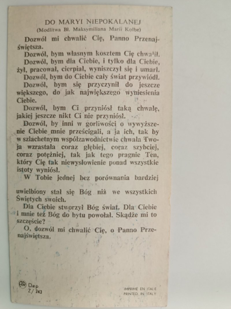 DO MARYI NIEPOKALANEJ