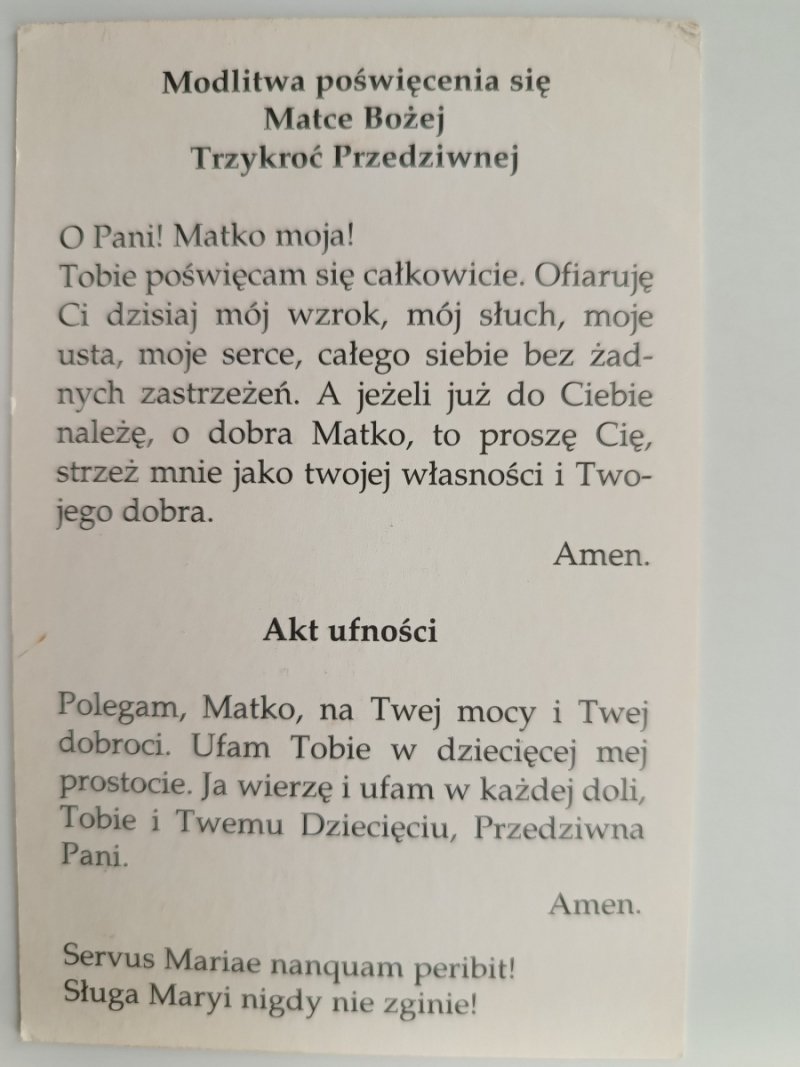 MODLITWA POŚWIĘCENIA SIĘ MATCE BOŻEJ