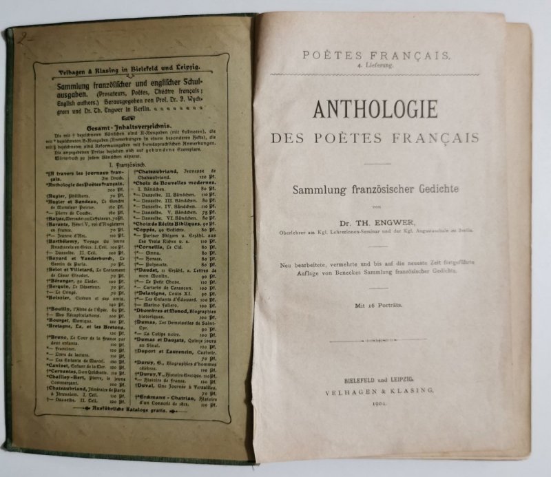 ANTHOLOGIE DES POETES FRANCAIS - Dr. Th. Engwer 
