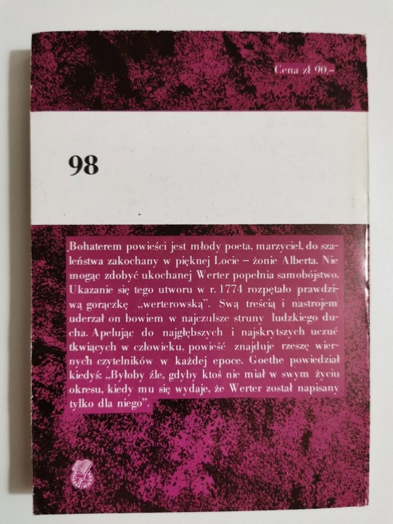 CIERPIENIA MŁODEGO WERTERA - Johann Wolfgang Goethe 1986
