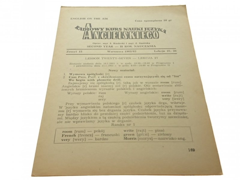 RADIOWY KURS NAUKI JĘZYKA ANGIELSKIEGO 15 II ROK