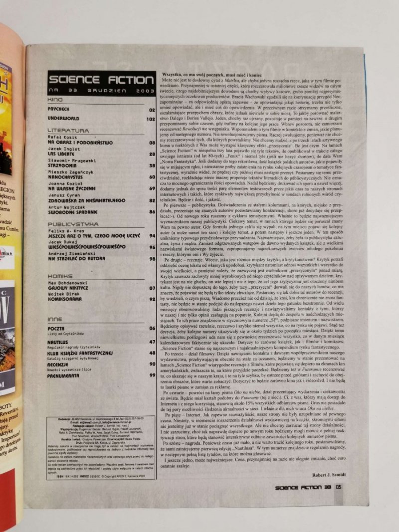 SCIENCE FICTION NR 33 GRUDZIEŃ 2003