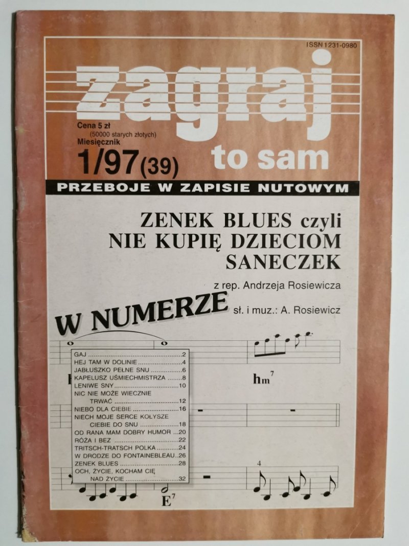 ZAGRAJ TO SAM NUMER 1/97-PRZEBOJE W ZAPISIE NUTOWYM - Włodzimierz Szpotański
